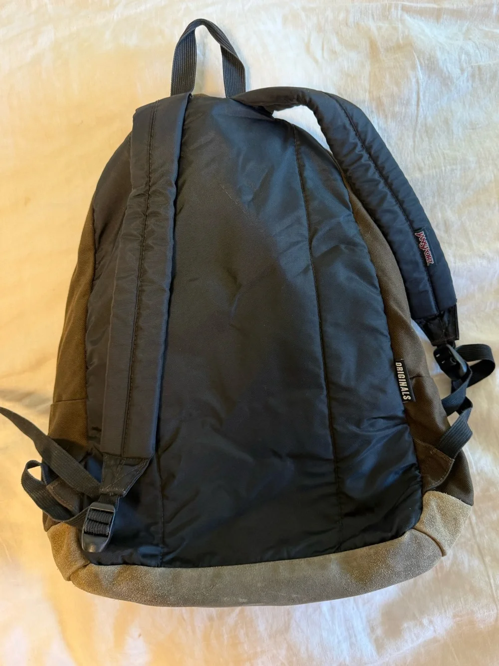jansport originals backback brown suede bottom school hiking y2k new york trendy